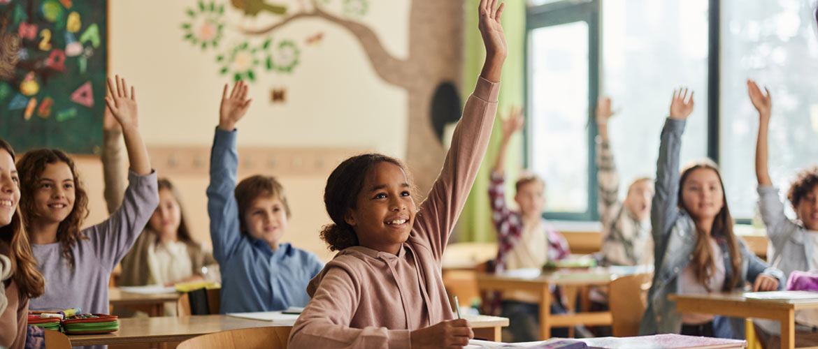 children raising hand