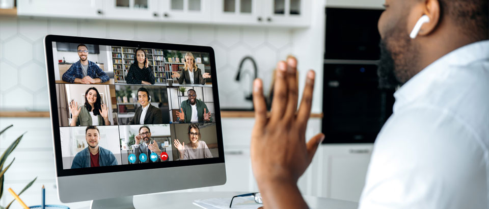 man having a virtual meeting