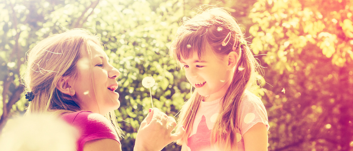 mother and daughter outside